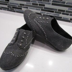Dark Grey Studded Flats